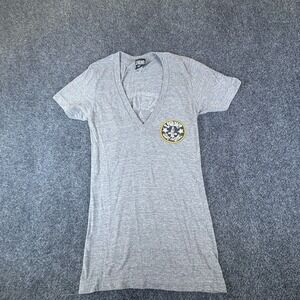 Laguna Surf & Sport T-Shirt Womens 2XS Heather Gray Logo Graphic V-Neck Casual